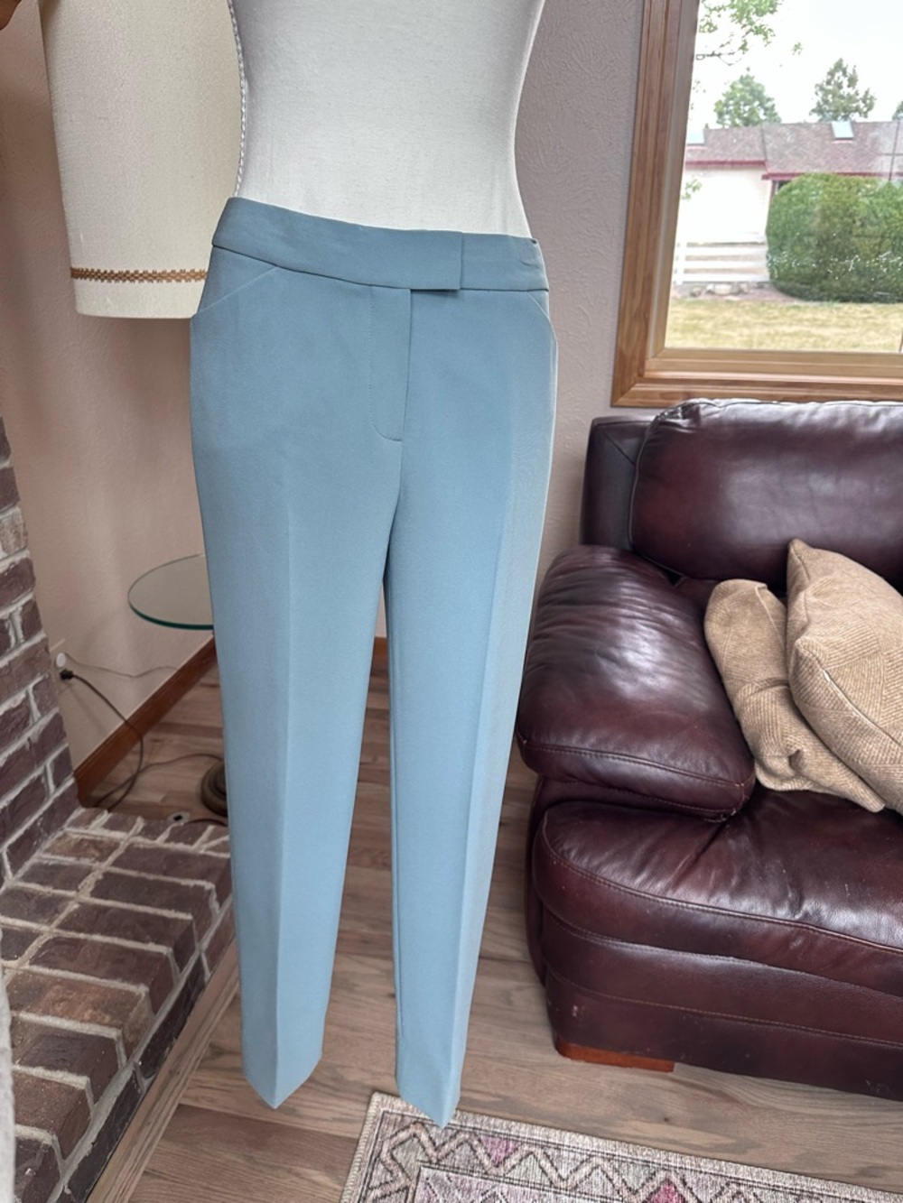 Theory Light Blue Seafoam Green Tailored Trousers Pants Size 2